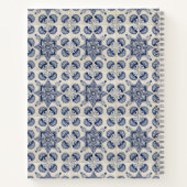  blauw wit meetkundig ventilatorrecept notitieboek (Achterkant)