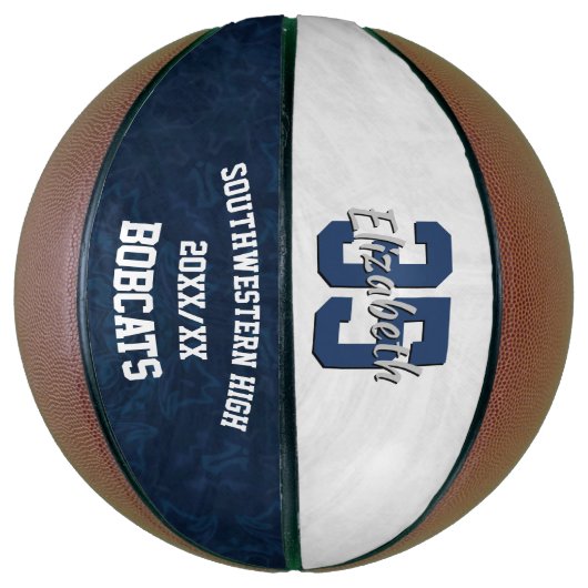 Blauw wit meisjes team geest herdenking basketbal (Verticaal)