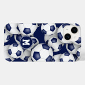 Blauw wit meisjes voetballen patroon monogram Case-Mate iPhone case (Achterkant (horizontaal))