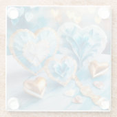 BLAUW & WIT MET GOUDEN RAND HARTEN GLAZEN ONDERZETTER (Achterkant)