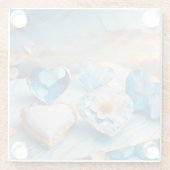 BLAUW & WIT MET GOUDEN RAND HARTEN GLAZEN ONDERZETTER (Achterkant)