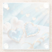 BLAUW & WIT MET GOUDEN RAND HARTEN GLAZEN ONDERZETTER (Achterkant)