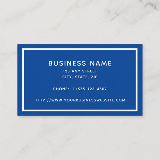 Blauw wit minimaal visitekaartje (Achterkant)