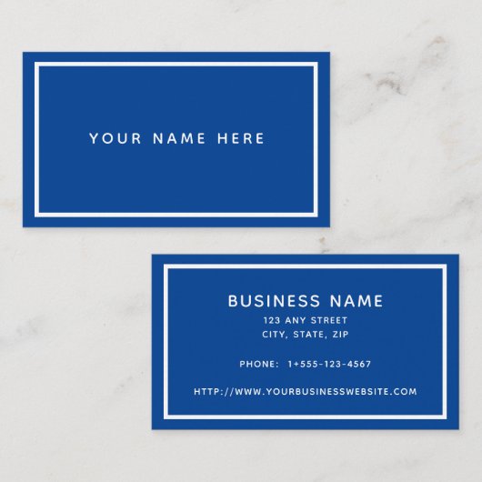 Blauw wit minimaal visitekaartje (Voorkant / Achterkant)