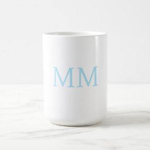 Blauw & Wit Minimalistisch Professioneel Monogram Koffiemok