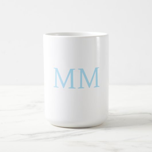 Blauw & Wit Minimalistisch Professioneel Monogram Koffiemok (Center)