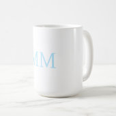 Blauw & Wit Minimalistisch Professioneel Monogram Koffiemok (Voorkant rechts)