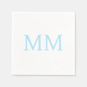 Blauw & Wit Minimalistisch Professioneel Monogram Servet