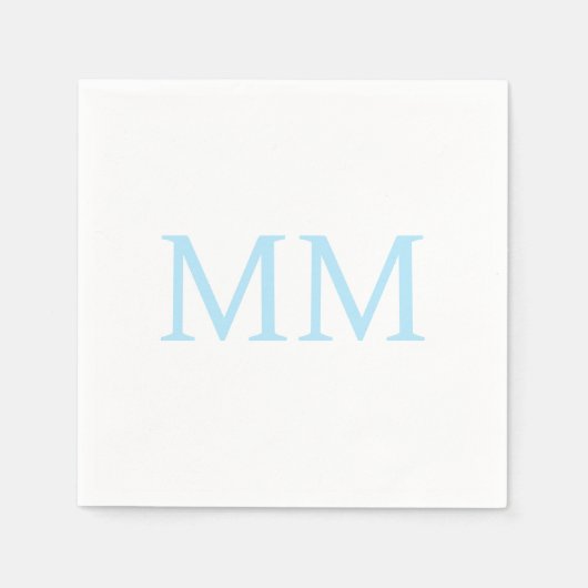 Blauw & Wit Minimalistisch Professioneel Monogram Servet (Voorkant)