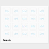 Blauw & Wit Minimalistisch Professioneel Monogram Vierkante Sticker (Vel)