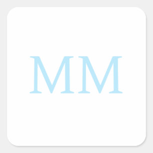 Blauw & Wit Minimalistisch Professioneel Monogram Vierkante Sticker