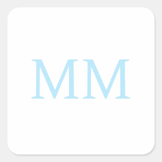 Blauw & Wit Minimalistisch Professioneel Monogram Vierkante Sticker (Voorkant)