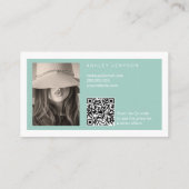 Blauw wit minimalistische logo Qr bestelling dank Visitekaartje (Achterkant)