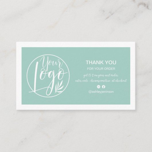 Blauw wit minimalistische logo Qr bestelling dank  Visitekaartje (Voorkant)