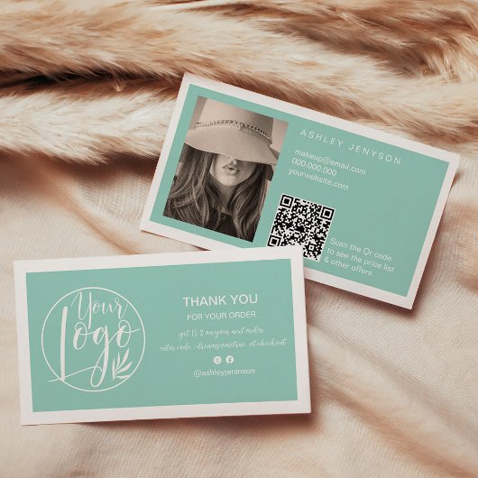 Blauw wit minimalistische logo Qr bestelling dank Visitekaartje