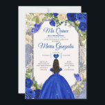 Blauw & Wit Mis Quince 15 Anos Zilveren Kroon Kaart<br><div class="desc">Quinceañera Blauw & Wit Zilveren Kroonuitnodiging Mis Quince 15 Anos,  16e Verjaardag, </div>