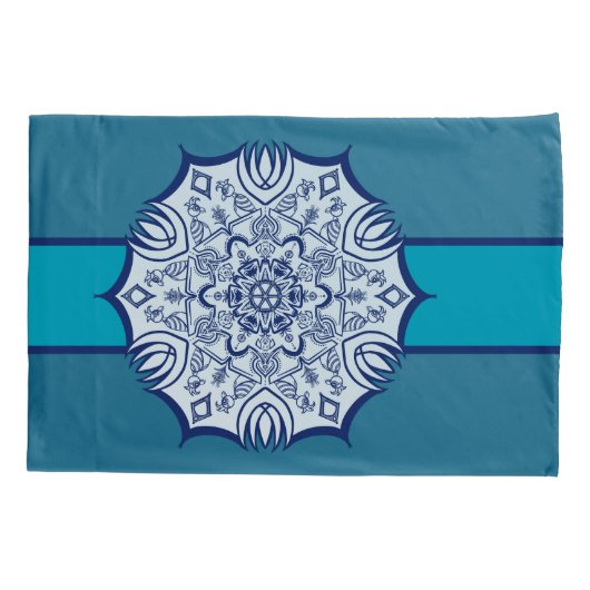 Blauw-wit model met wezens kussensloop (Achterkant)