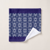 Blauw & Wit Modern Abstract Patroon en Monogram Bad Handdoek (Wasdoekje)