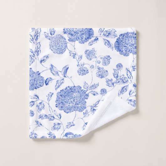 Blauw wit modern  botanisch heilbot bad handdoek (Wasdoekje)