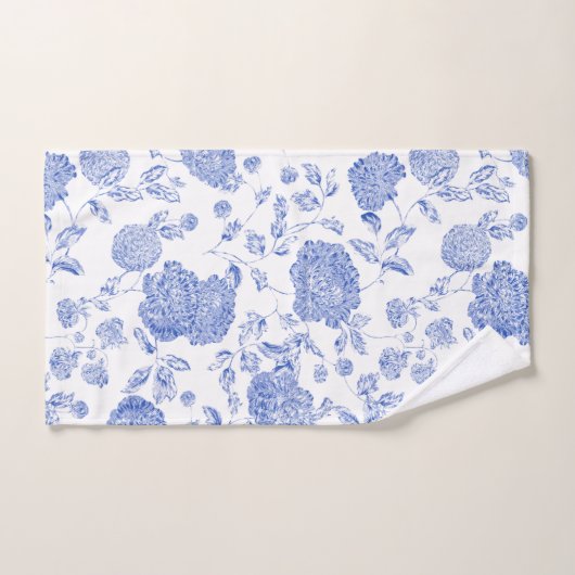 Blauw wit modern  botanisch heilbot bad handdoek (Handdoek)
