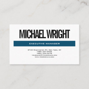 Blauw wit, modern, eenvoudig minimalistisch gebold visitekaartje