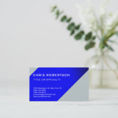 Blauw wit, modern, eenvoudig Visitekaartje (Staand voorkant)