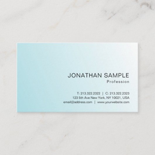 Blauw Wit Modern Elegant Minimalistische Sjabloon Visitekaartje (Voorkant)