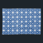 Blauw wit modern geometrisch bloempatroon theedoek<br><div class="desc">Blauwe witte,  moderne geometrische keukenhanddoek met bloempatroon</div>