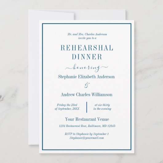 Blauw wit, modern, klassiek, repetitief diner kaart (Voorkant)