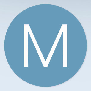 Blauw & Wit Modern Minimalistisch Letter Ronde Sticker
