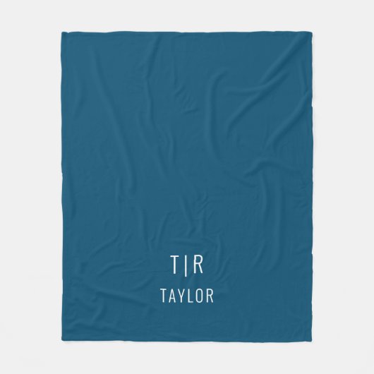 Blauw-wit modern monogram elegant fleece deken (Voorkant)