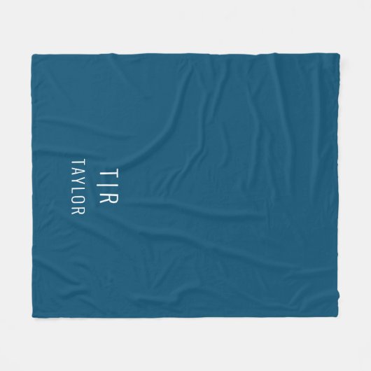 Blauw-wit modern monogram elegant fleece deken (Voorkant (Horizontaal))
