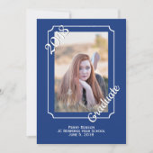 Blauw-wit Modern Photo Afstuderen Aankondiging (Voorkant)