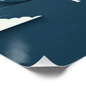 Blauw-wit modern Ramadan Mubarak Poster (Hoek)