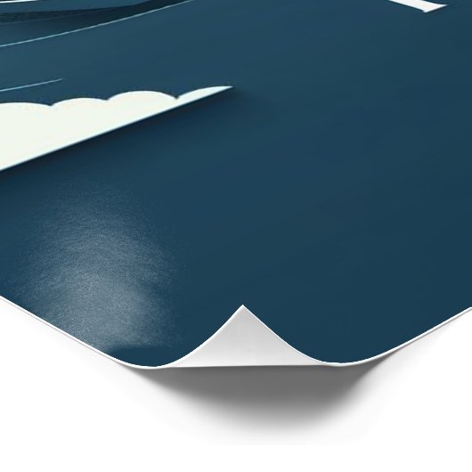 Blauw-wit modern Ramadan Mubarak Poster (Hoek)