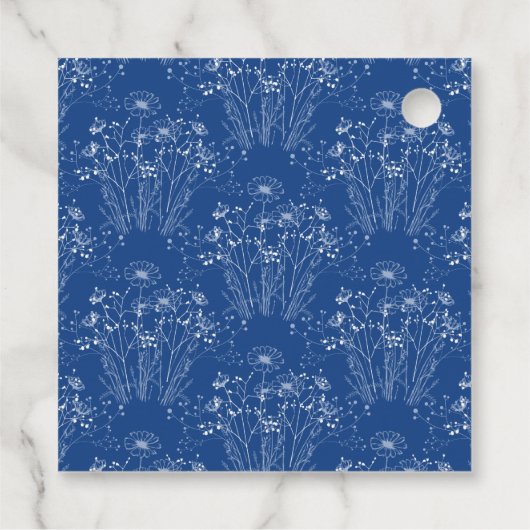 Blauw Wit Modern Wildflower Bruiloft Dank u Bedankjes Labels (Achterkant)