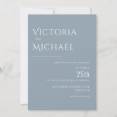 Blauw & Wit Moderne bruiloft Kaart (Voorkant)