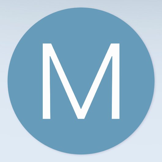 Blauw & Wit Moderne Minimalistische Letter Ronde Sticker