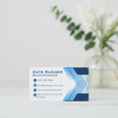 Blauw & Wit Moderne Verkoop Engineer Professioneel Visitekaartje (Staand voorkant)