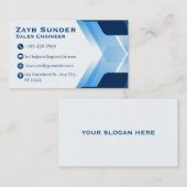 Blauw & Wit Moderne Verkoop Engineer Professioneel Visitekaartje (Voorkant / Achterkant)