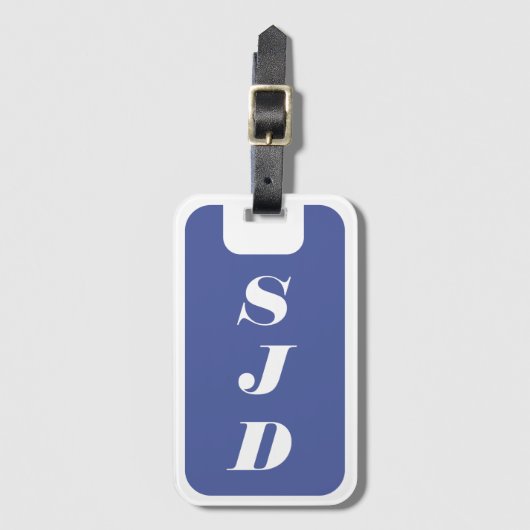 Blauw-wit monogram Bagagelabel (Voorkant (verticaal))