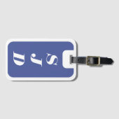 Blauw-wit monogram Bagagelabel (Voorkant (horizontaal))