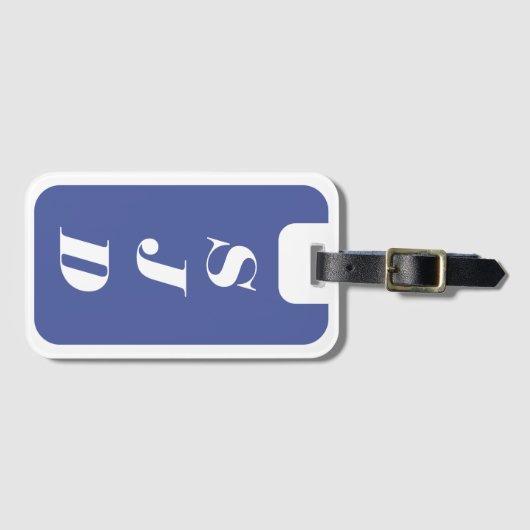 Blauw-wit monogram Bagagelabel (Voorkant (horizontaal))