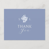 Blauw-Wit Monogram Dank U Briefkaart (Voorkant)