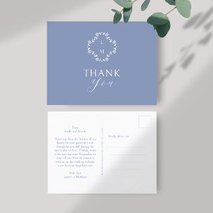 Blauw-Wit Monogram Dank U Briefkaart