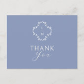 Blauw-Wit Monogram Dank U Briefkaart (Voorkant)
