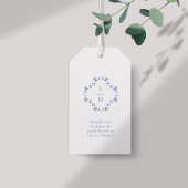 Blauw & Wit Monogram Dank u Bruiloftsgeschenk Labe Cadeaulabel