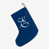 Blauw & Wit Monogram Kerstmis Kous Kleine Kerstsok (Achterkant (Hangend))