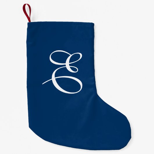 Blauw & Wit Monogram Kerstmis Kous Kleine Kerstsok (Voorkant)