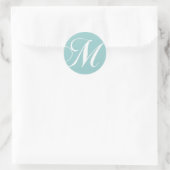 Blauw Wit Monogram M Bruiloft Favor Sticker (Tas)